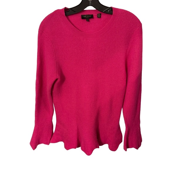 Ted Baker London Women’s Bell Sleeve Sweater Wool cashmere Blend Sz US 10 TB 4 - Picture 2 of 13